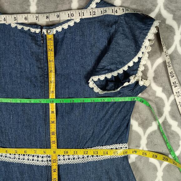 Disney Beauty and the Beast Dress Girls Size Large Blue Lace Trim Belle Tween - Picture 5 of 8